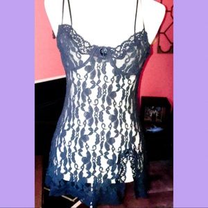 black lace lingerie nighty spaghetti strap